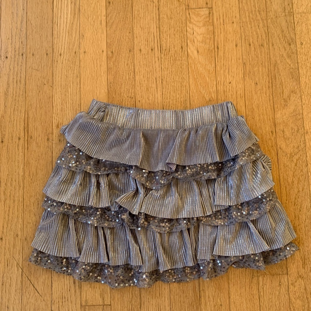 Girls size 10 sequin ruffle skirt silver - Picture 4 of 4